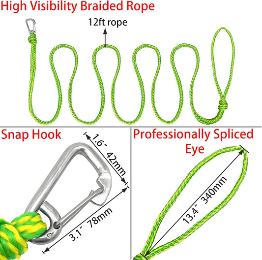Kayak Tow Rope with Clip Dock Lines Heavy Duty Braided Line Ideal for Jet ski,watercraft Boat, Kayaking, V1259-DP01-A-1312