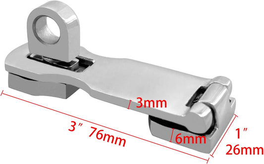 Grade Stainless Steel 3" Heavy Duty Door Hasp with Turning Padlock Eye Mount Screws V1259-DP01-A-1327