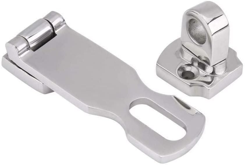 Grade Stainless Steel 3" Heavy Duty Door Hasp with Turning Padlock Eye Mount Screws V1259-DP01-A-1327
