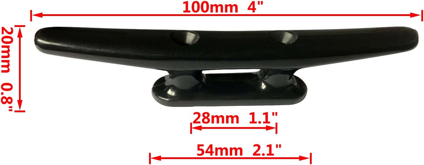 4 Pack Boat Cleat Black Nylon Dock Kayak Cleat,4/6/8 inch with Fasteners V1259-DP01-A-1345