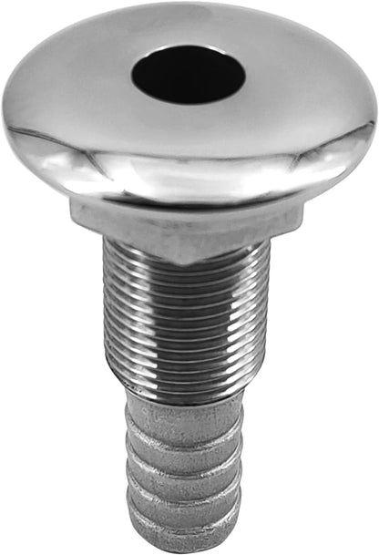 1/2" Stainless Steel Thru-Hull , Barbed Standard Length Straight Fitting Boat Barbed Hose Thru Drain Connector V1259-DP01-A-1348