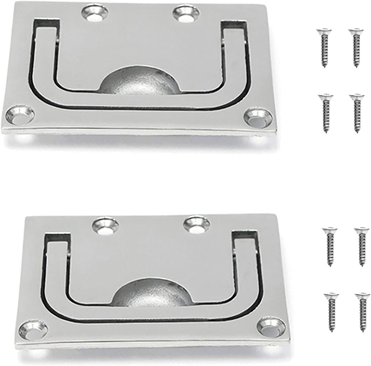 2pcs Marine Stainless Steel Flush Fitting Lifting Pull. Hatch Lift Ring Handle with Screws V1259-DP01-A-1350