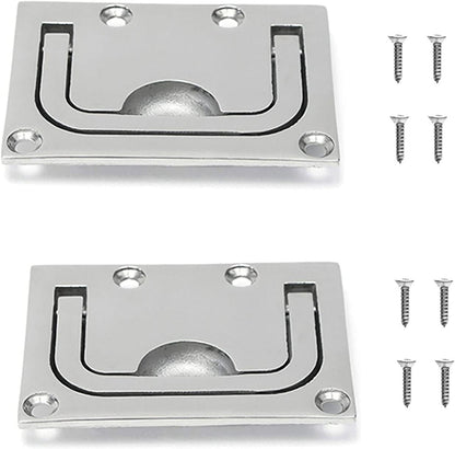 2pcs Marine Stainless Steel Flush Fitting Lifting Pull. Hatch Lift Ring Handle with Screws V1259-DP01-A-1350
