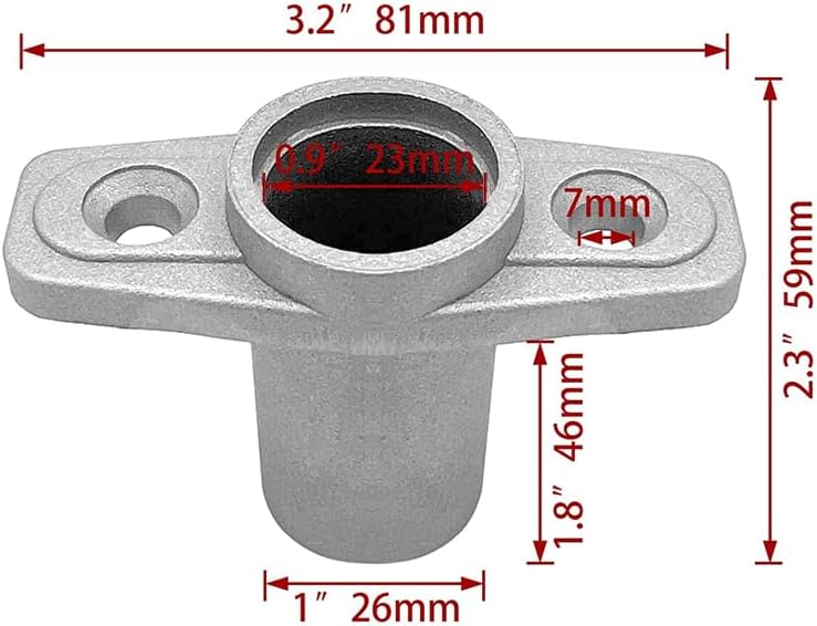 2Pcs Top Mount Aluminum Oar Lock Socket Holder T-Shaped Closed Bottom Boat Hardware Replacement for V1259-DP01-A-1356