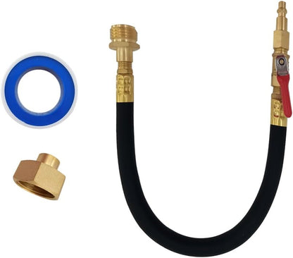 Flush Hose Fitting Kit RV Winterizing with Sprinkler Blowout Adapter,Shut Off Valve For RV, Camper, Boat, V1259-DP01-A-1360