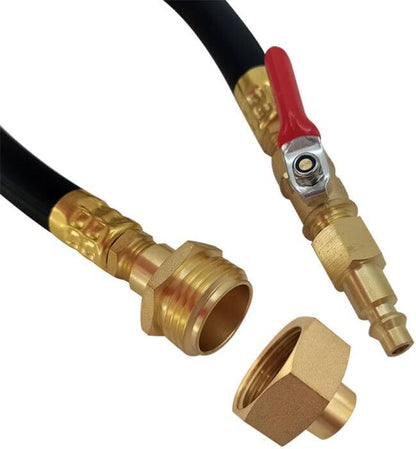Flush Hose Fitting Kit RV Winterizing with Sprinkler Blowout Adapter,Shut Off Valve For RV, Camper, Boat, V1259-DP01-A-1360