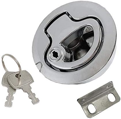 Zinc Alloy 2" Flush Pull Slam Latch Boat Hatch Round Deck for RV Yacht - Locking Style with Keys V1259-DP01-A-1369