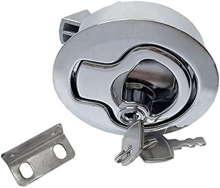 Zinc Alloy 2" Flush Pull Slam Latch Boat Hatch Round Deck for RV Yacht - Locking Style with Keys V1259-DP01-A-1369