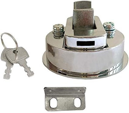 Zinc Alloy 2" Flush Pull Slam Latch Boat Hatch Round Deck for RV Yacht - Locking Style with Keys V1259-DP01-A-1369