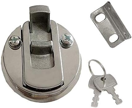 Zinc Alloy 2" Flush Pull Slam Latch Boat Hatch Round Deck for RV Yacht - Locking Style with Keys V1259-DP01-A-1369
