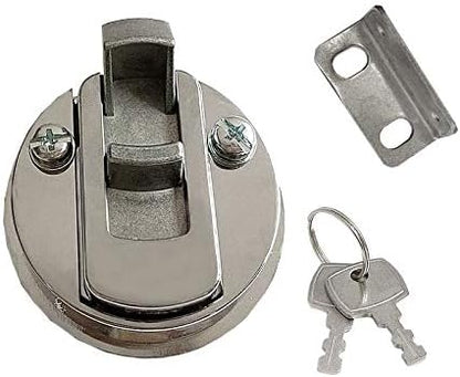 Zinc Alloy 2" Flush Pull Slam Latch Boat Hatch Round Deck for RV Yacht - Locking Style with Keys V1259-DP01-A-1369
