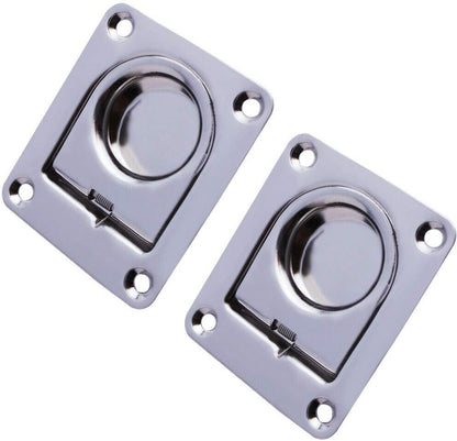 Stainless Steel Rectangular Recessed Hatch Pull Flush Mount Ring Latch Lift Handle Marine Boat (2 PCs) 65x56mm V1259-DP01-A-1373