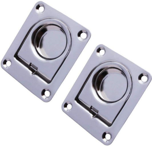 Stainless Steel Rectangular Recessed Hatch Pull Flush Mount Ring Latch Lift Handle Marine Boat (2 PCs) 65x56mm V1259-DP01-A-1373