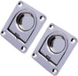 Stainless Steel Rectangular Recessed Hatch Pull Flush Mount Ring Latch Lift Handle Marine Boat (2 PCs) 65x56mm V1259-DP01-A-1373