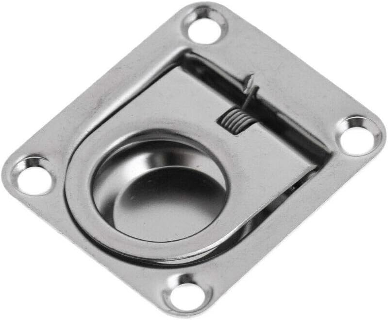 Stainless Steel Rectangular Recessed Hatch Pull Flush Mount Ring Latch Lift Handle Marine Boat (2 PCs) 65x56mm V1259-DP01-A-1373