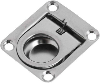 Stainless Steel Rectangular Recessed Hatch Pull Flush Mount Ring Latch Lift Handle Marine Boat (2 PCs) 65x56mm V1259-DP01-A-1373
