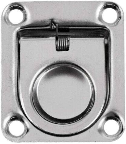 Stainless Steel Rectangular Recessed Hatch Pull Flush Mount Ring Latch Lift Handle Marine Boat (2 PCs) 65x56mm V1259-DP01-A-1373