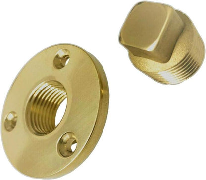 Boat Hull Drain Bronze Brass Garboard Plug w/Recepacle Flange 1/2" V1259-DP01-A-1375