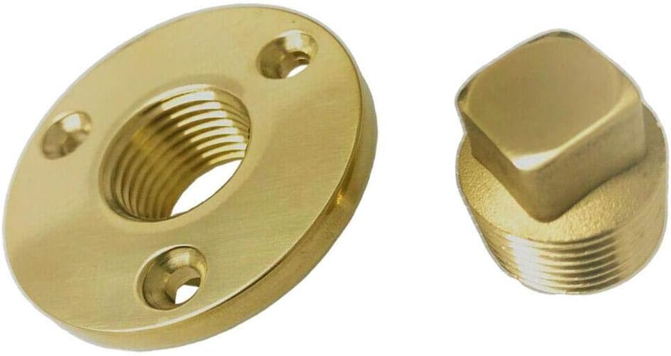 Boat Hull Drain Bronze Brass Garboard Plug w/Recepacle Flange 1/2" V1259-DP01-A-1375