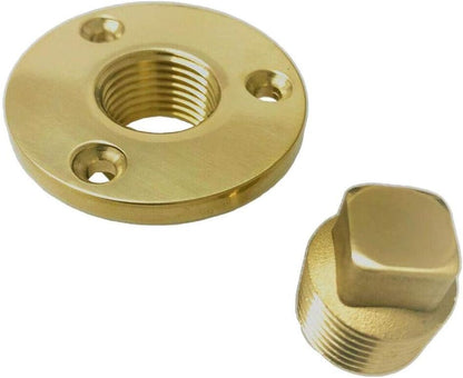 Boat Hull Drain Bronze Brass Garboard Plug w/Recepacle Flange 1/2" V1259-DP01-A-1375