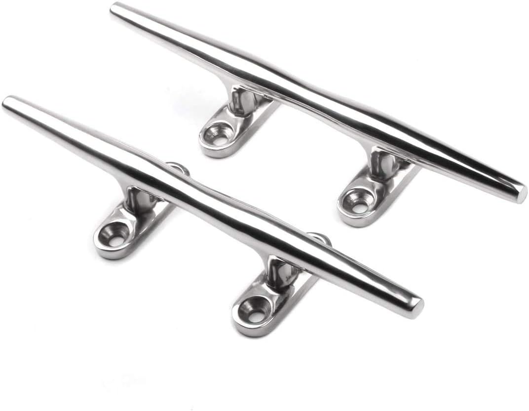 Heavy 316 Stainless Steel Dock Cleat Boat Open Base 5 inch (2PCS) V1259-DP01-A-1379