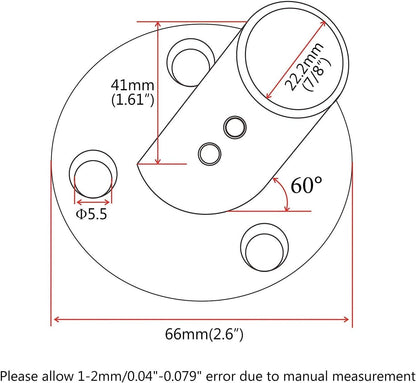 7/8'' 60 Degree Stainless Steel Boat Round Base Handrail Fittings V1259-DP01-A-1410