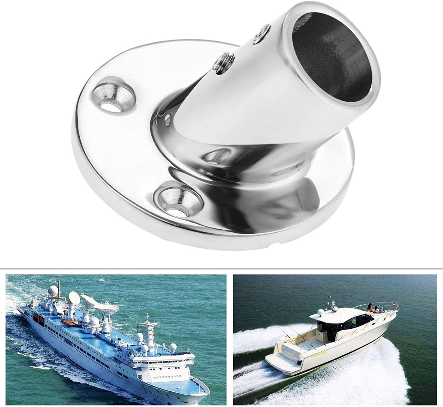 7/8'' 60 Degree Stainless Steel Boat Round Base Handrail Fittings V1259-DP01-A-1410