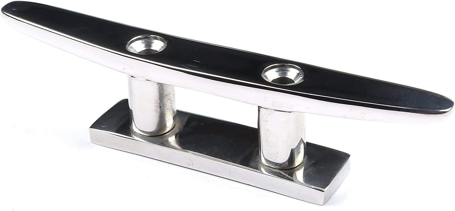 Boat Cleat 8" 316 Stainless Steel Flat Top Low Silhouette Marine Mast V1259-DP01-A-1411