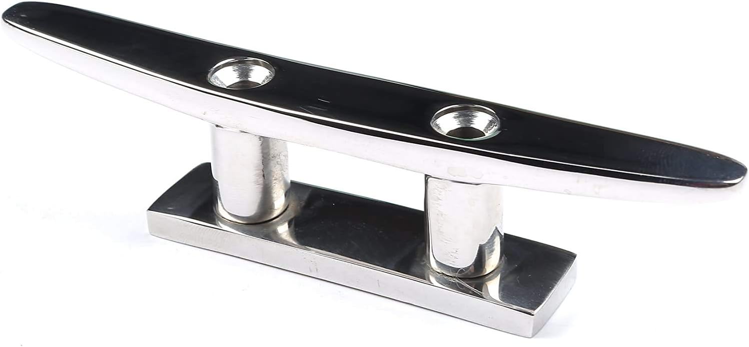 Boat Cleat 8" 316 Stainless Steel Flat Top Low Silhouette Marine Mast V1259-DP01-A-1411