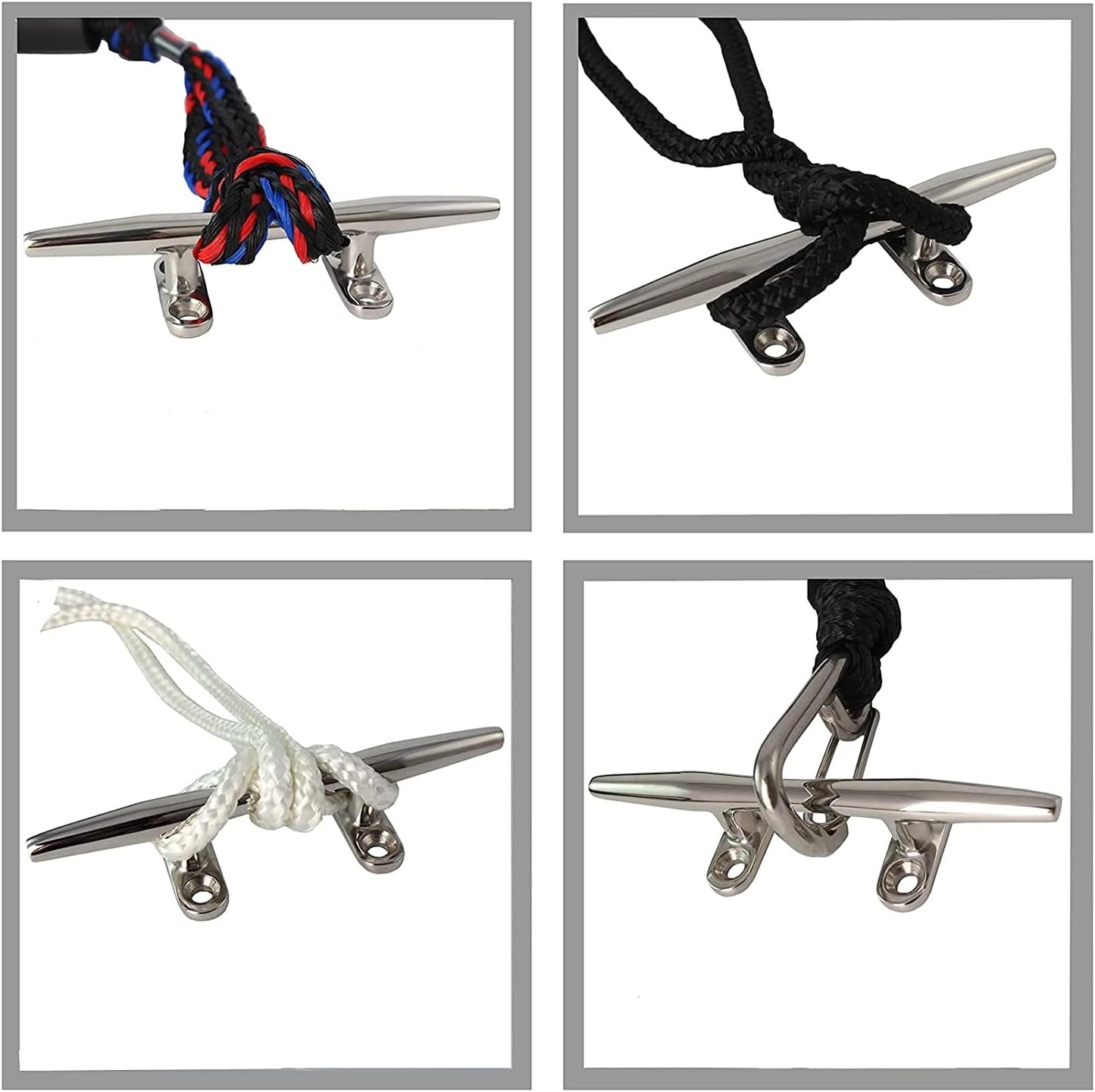 2pcs Boat Dock Cleat Marine 316 Stainless Steel Open Base 4'' 8inch V1259-DP01-A-1413