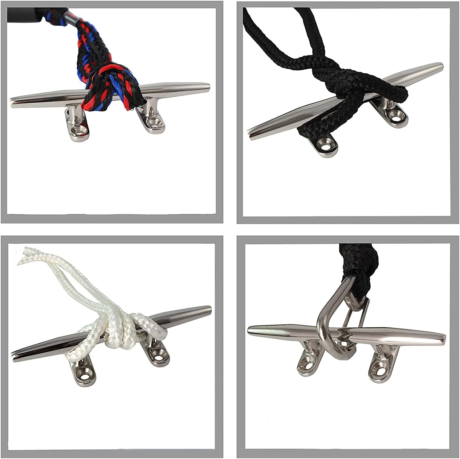 2pcs Boat Dock Cleat Marine 316 Stainless Steel Open Base 4'' 8inch V1259-DP01-A-1413