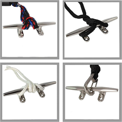 2pcs Boat Dock Cleat Marine 316 Stainless Steel Open Base 4'' 8inch V1259-DP01-A-1413
