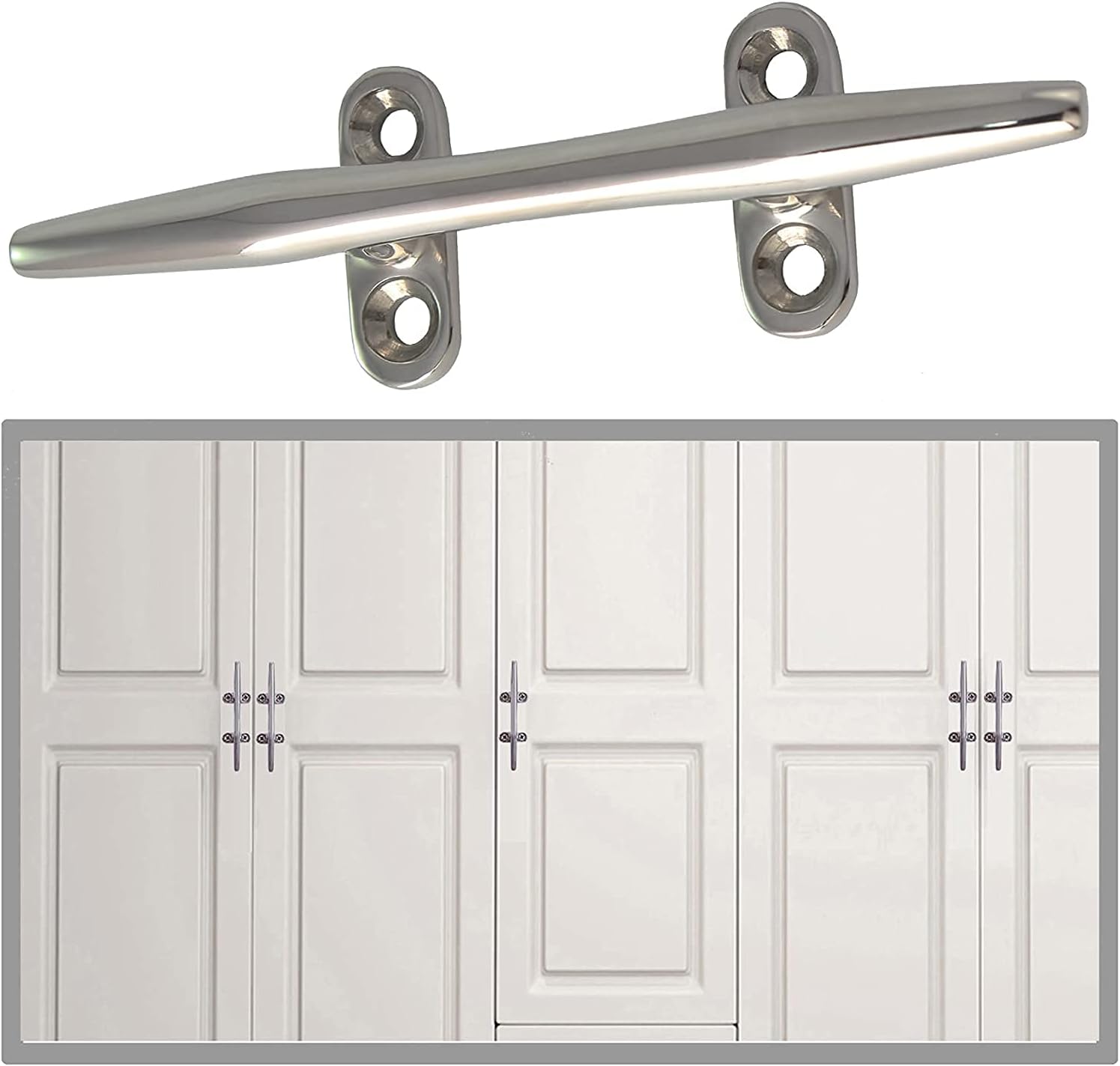 2pcs Boat Dock Cleat Marine 316 Stainless Steel Open Base 4'' 8inch V1259-DP01-A-1413