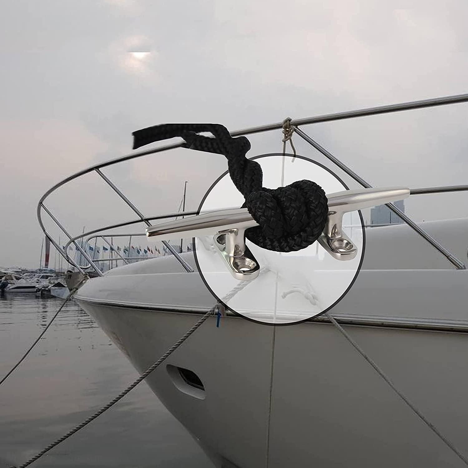 2pcs Boat Dock Cleat Marine 316 Stainless Steel Open Base 4'' 8inch V1259-DP01-A-1413
