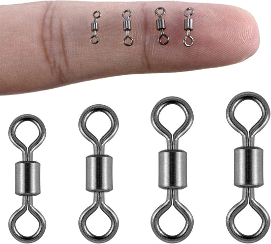 100-Pack Micro Swivels for Fly Fishing, Small Rolling Barrel Fishing Tackles, High Strength Swivel Hook line V1259-DP01-A-1429