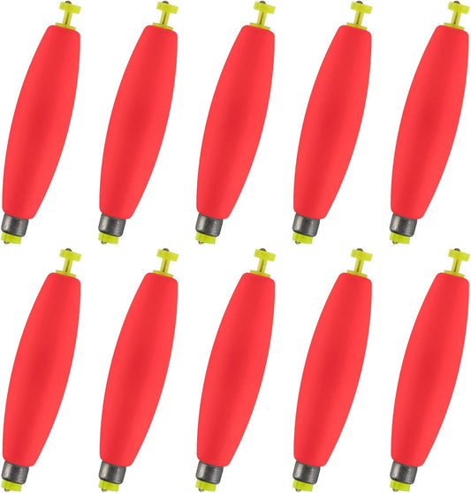 10-Pack Fishing Bobbers Floats, Weighted for Cigar EVA Foam Snap-on Floats Corks Floaters Buoys Crappie Bass V1259-DP01-A-1438