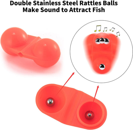 20-Pack Fishing Double Rattle Beads, Catfish Rig Catfishing Tackle Portable Plastic Attractants Beads Bells V1259-DP01-A-1442