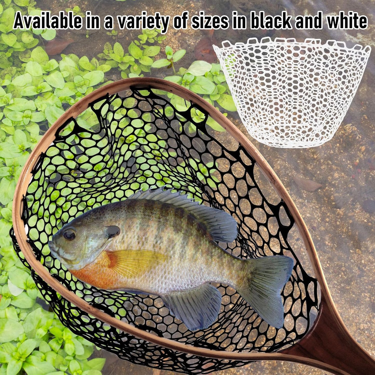 Fishing Nets Silicone Replacement Netting, Clear Black Fly Ice Net Landing Kayak Without Handle for V1259-DP01-A-1449