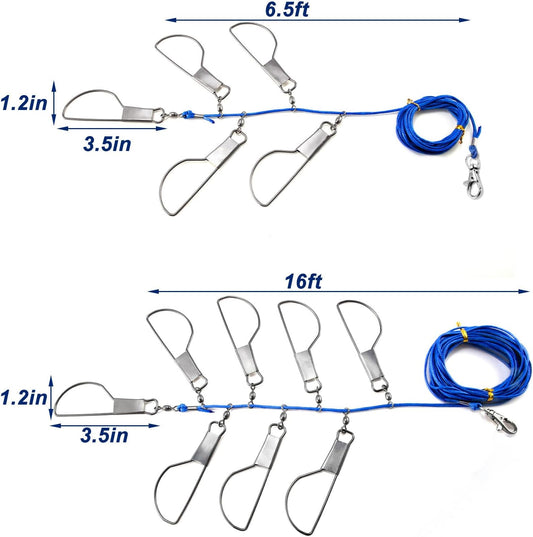 Fish Stringer 16ft/6.5ft, Fishing with Stainless Steel Swivels Snaps Lock and Heavy Duty Ground Pillar, V1259-DP01-A-1450