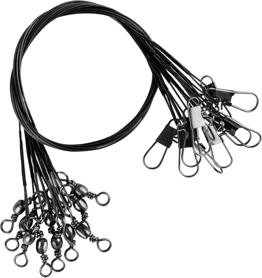 50PCS Fishing Leaders, Fish Line Stainless Steel Wire with Swivels Snap, High-Strength 30LB Hi-Low Rig Leader V1259-DP01-A-1459