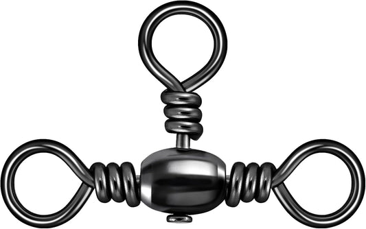 50-Pack 3 Way Swivels Fishing Tackle High Strength Stainless Steel Barrel 35-175LB Three Swivel for Saltwater V1259-DP01-A-1465