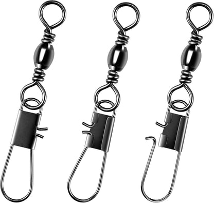 100-Pack Fishing Barrel Swivels with Snaps, Snap Tackle Stainless Safty Interlock Lure Hook Connector Clips V1259-DP01-A-1479