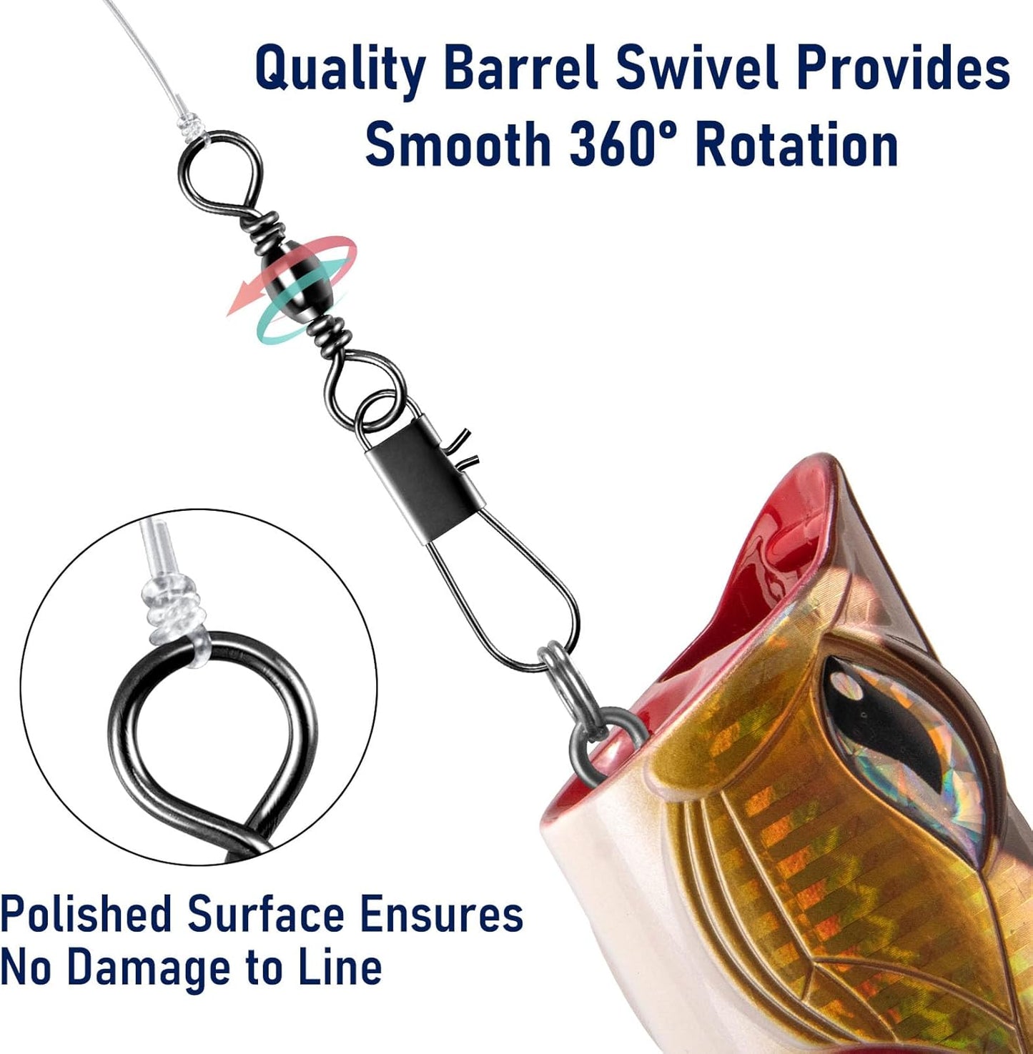 100-Pack Fishing Barrel Swivels with Snaps, Snap Tackle Stainless Safty Interlock Lure Hook Connector Clips V1259-DP01-A-1479