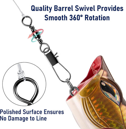 100-Pack Fishing Barrel Swivels with Snaps, Snap Tackle Stainless Safty Interlock Lure Hook Connector Clips V1259-DP01-A-1479