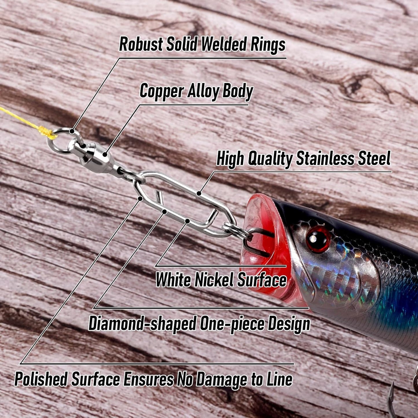 50-Pack Fishing Power Speed Clips 25LB Buy with 30-Pack Swivels 33LB V1259-DP01-A-1481