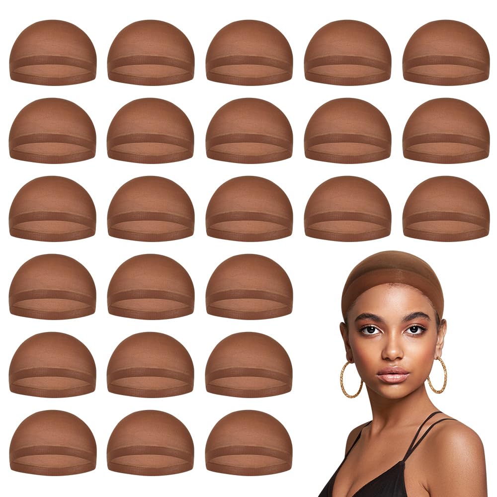 Brown Wig Caps for Women, Stocking Cap Lace Front Wig, Dark 24 PCS V1259-DP01-A-1489