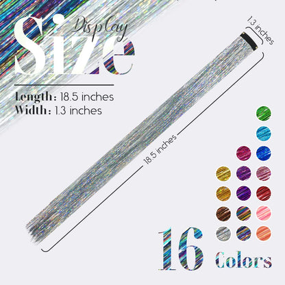 16 PCS Hair Tinsel Extension and 1 PC Halloween Headband V1259-DP01-A-1496