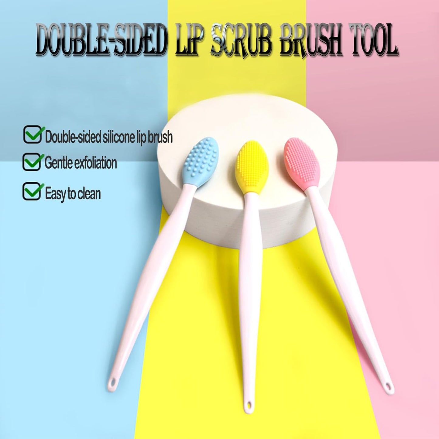6PCS Lip Scrub Brush Tool,Double-Sided Silicone Exfoliating Lips Brushes,Gentle Exfoliator Scrubber for V1259-DP01-A-1498
