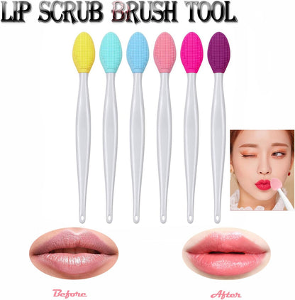 6PCS Lip Scrub Brush Tool,Double-Sided Silicone Exfoliating Lips Brushes,Gentle Exfoliator Scrubber for V1259-DP01-A-1498