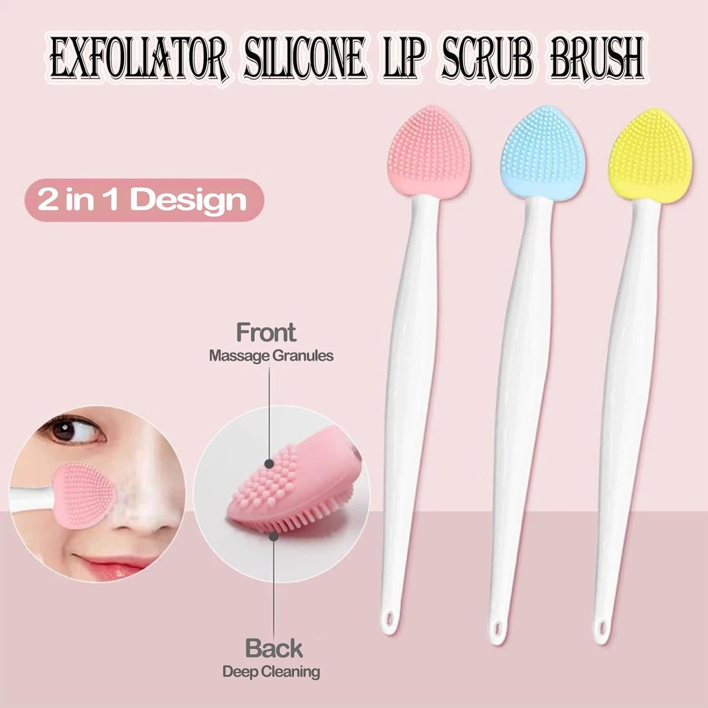 12PCS Lip Scrub Brush Tool,Double-Sided Silicone Exfoliating Lips Brushes Fuller Healthy V1259-DP01-A-1507